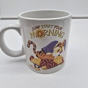 Disney 2001 Winnie The Pooh & Tigger "Jump Start Your Morning" Coffee Mug Cup
